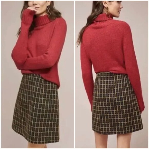 Anthropologie Hutch Tweed Plaid Multicolour Lined A-Line Mini Skirt Sz XS - Picture 1 of 10